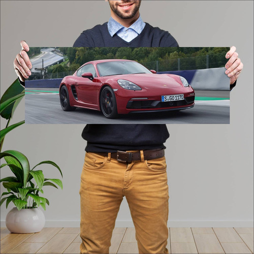 Cuadro 30x80cm Auto 2017 Porsche 718 Cayman Gts 60