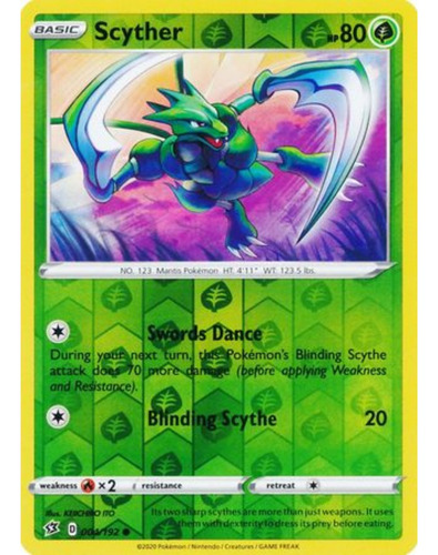 Scyther - 004/192 - Common Reverse Holo Pokemon Tcg