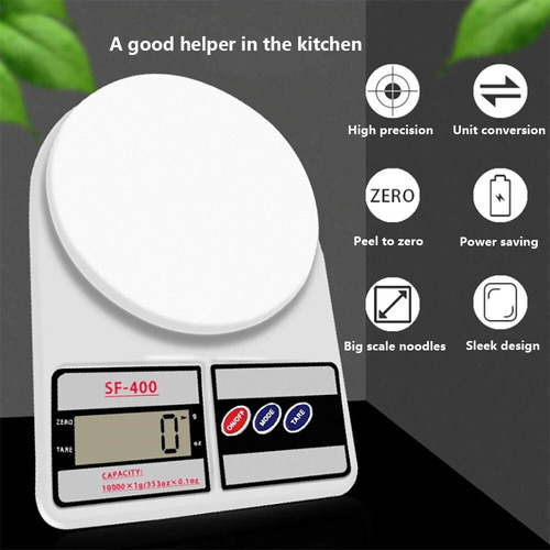 Balanza Electronica Comercial De Cocina Sf-400 Maximo 10kg Blanco