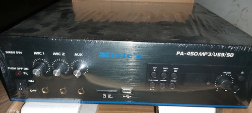 Amplificador Planta De Perifoneo Mivics 12v 110v Usb Sd Aux