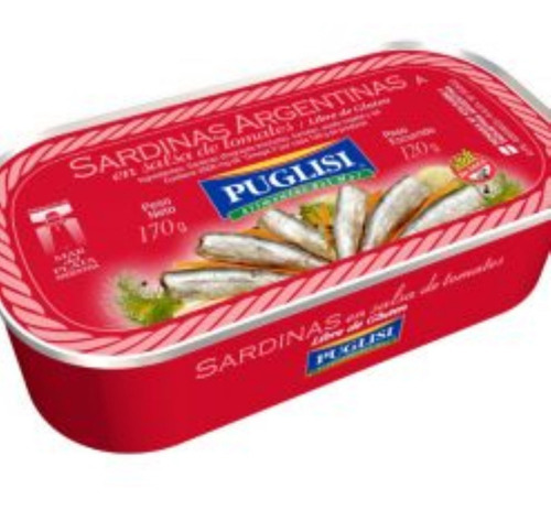 Sardinas Puglisi En Salsa De Tomate 6 Unidades X 170 Grs