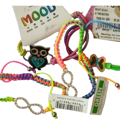 Pulsera Nena Dije Animales Con Cordón Flúo Ajustable Palermo