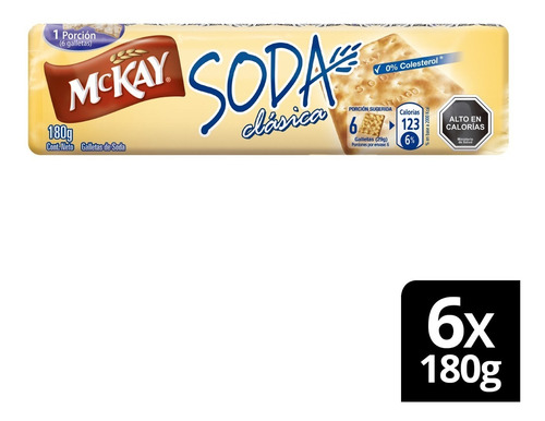 Imagen 1 de 2 de Galletas Mckay® Soda Clásica 180g X6 Unidades