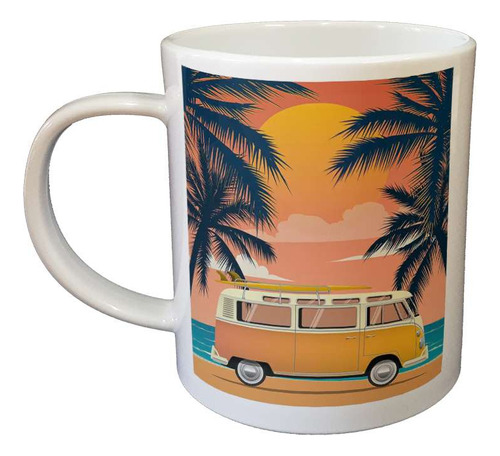 Taza De Plastico Vehiculos Camioneta Retro Palmera Playa