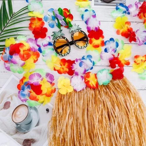Set De Falda Hawaiana De Hula Para Fiesta De Disfraces.