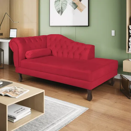 Sofá Divã Recamier Diana, 160 cm, ante derecho, muebles Am, color rojo
