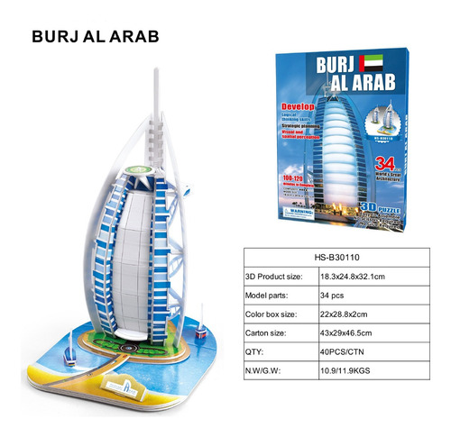 Puzzle 3d Edificios Fama Mundial-hoteles De Dubai