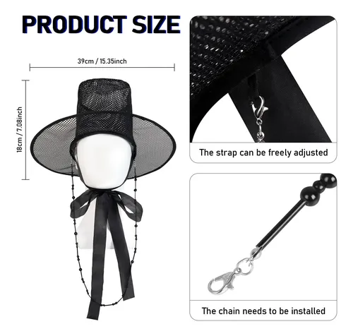 Sombrero Tradicional Coreano Con Cuentas Y Terciopelo – Accesorio De Cosplay Y Disfraces, Ajuste Cómodo Para Adultos