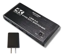Comprar Switch Kvm Para 2pc Hdmi 4k Con 4 Puertos Usb 3.0 Con Fuente