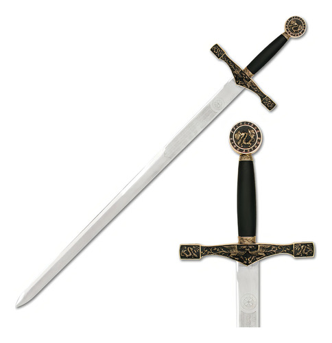 Espada de luxo Excalibur de 114 cm com tela medieval 900gd