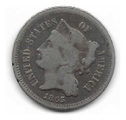 Moneda Estados Unidos 3 Cent 1865 Km 95 (Usado)