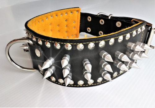 Collar De Picos Perro Raza Grande Tosko 66 Cm Piel 8.8cm Color Negro Angry Dog