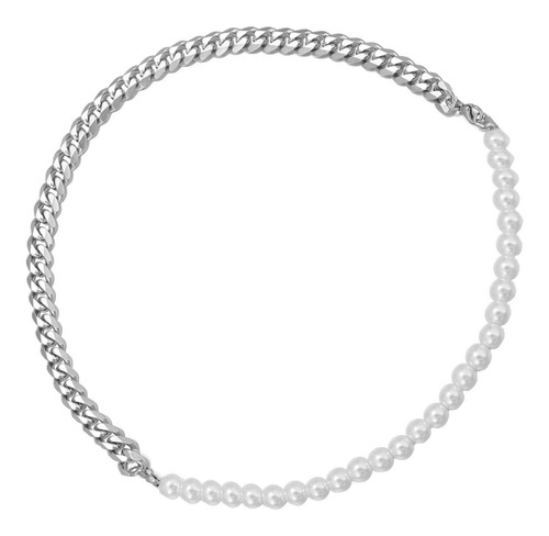 Collar / De Material Acero Inoxidable Perla Cadena Plata