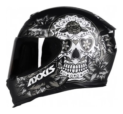 Capacete para moto  integral Axxis  Eagle  matt black e grey skull tamanho P 