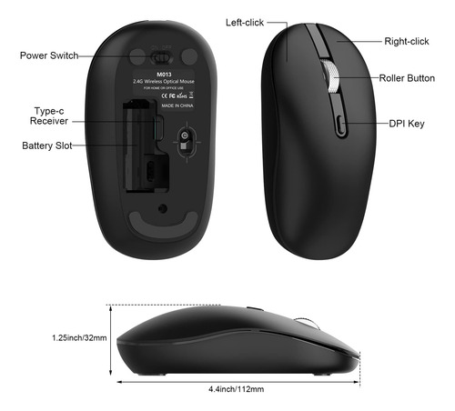 Cimetech Ratón Inalámbrico Tipo C, Ratón Usb C 2.4g Ratones