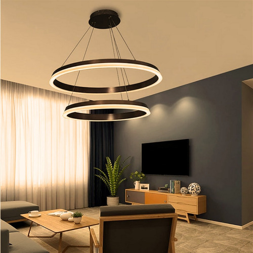Lampara Colgante Con Control Moderna Doble Aro 60cm 80cm