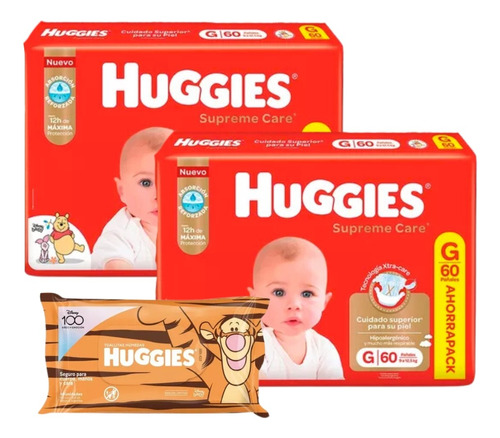 Set Pañales Huggies Supreme Care Toallas Humedas Disney X48u