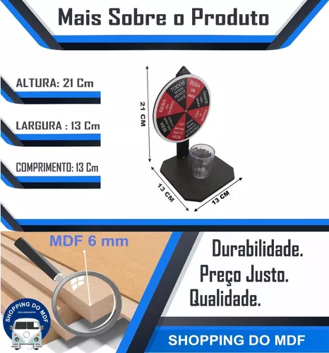 Jogo Roda Shot Roleta Tequila Roleta Cachaça Desenho - Modernato