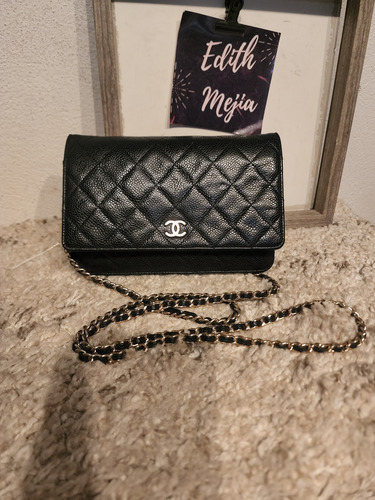 Bolsa Chanel Original Woc Wallet On Chain Crossbody Usada Negro Lisa Oro Negro (Usado)