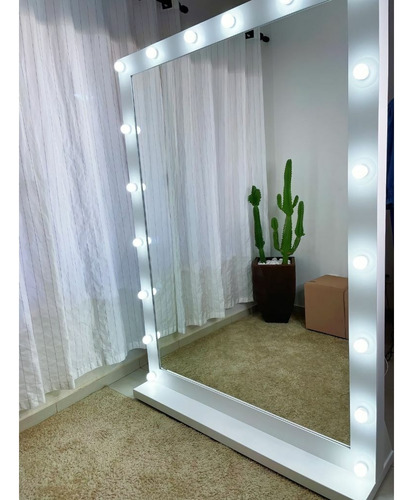 Espelho Camarim 1m85 X 1m35 Com Rodinhas + Kit Fiação Cor Branco