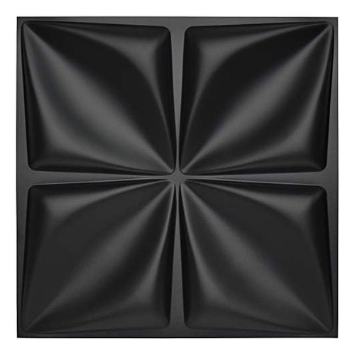 Art3d Panel De Pared 3d Negro Mate Pvc, Diseño De Flor