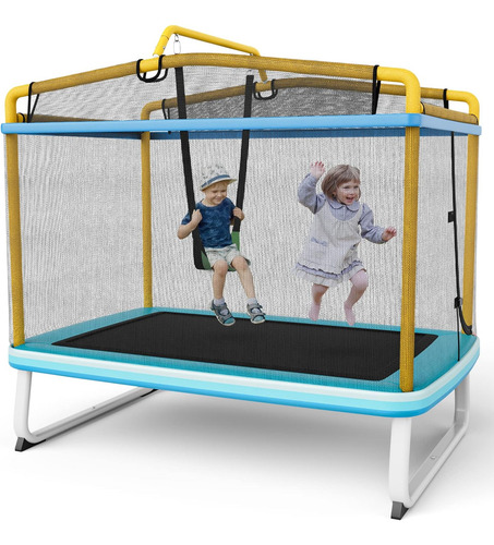 Trampolín Rectangular De 6 Pies Con Columpio Y Red Para Niño