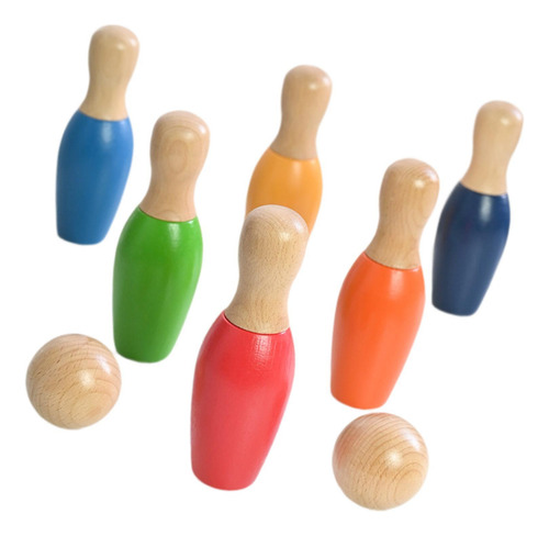 Juguete De Bolos De Madera Para Niños, Juegos De S