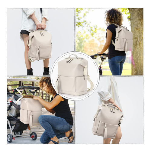 Mochila Para Pañales Minsong, Impermeable, Cambiador De Piel
