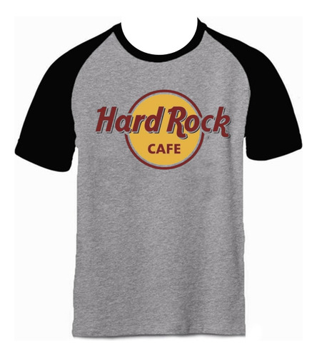 Camiseta Hard Rock Cafe  Ranglan Gris Hombre Corta 