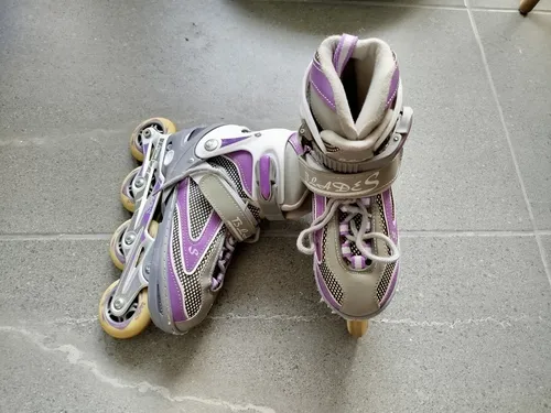 Patines Gris Rosa Usados Buen Estado. Guant Coder Rodilleras (Usado)