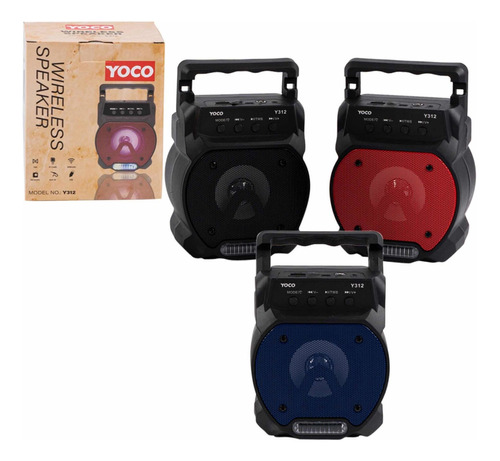 Bocina Bluetooth Portatil Radio Fm Luces Color Rojo