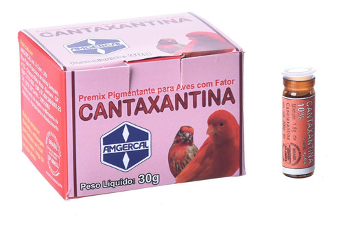 Cantaxantina 10% Tubo De 1,5g Basf Amgercal Pássaros Canário