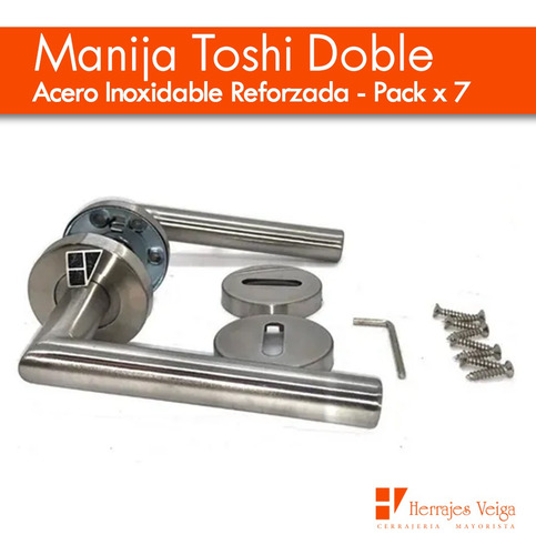 Imagen 4 de 10 de Manija Puerta Acero Inoxidable Toshi Doble Reforz Pack 7 U.
