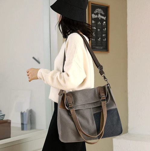 Bolsa Tiracolo Masculina Feminina Lona E Couro
