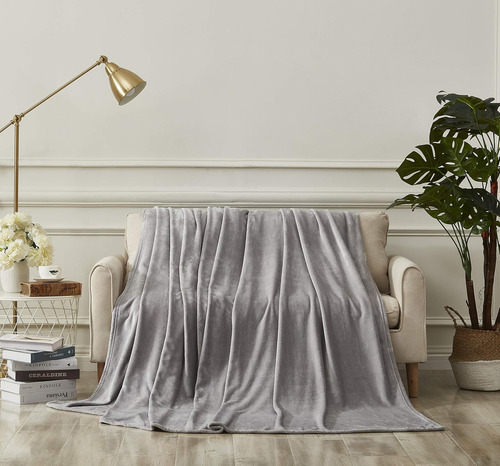 Cozy Bed Manta Polar De Franela Súper Suave Y Afelpada, Gris