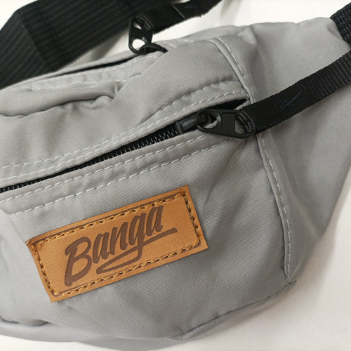 Riñonera Xl Grande Banga Oficial - Surfer Urbano Skate Depor Xl - Gris Lisa