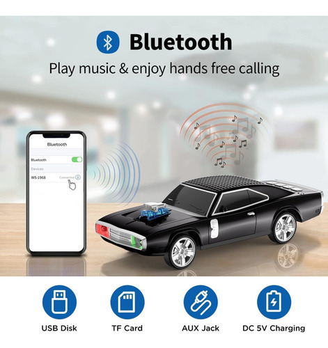 Parlante Forma De Auto Retro Bluetooth Vintage Om-1968 Blanco