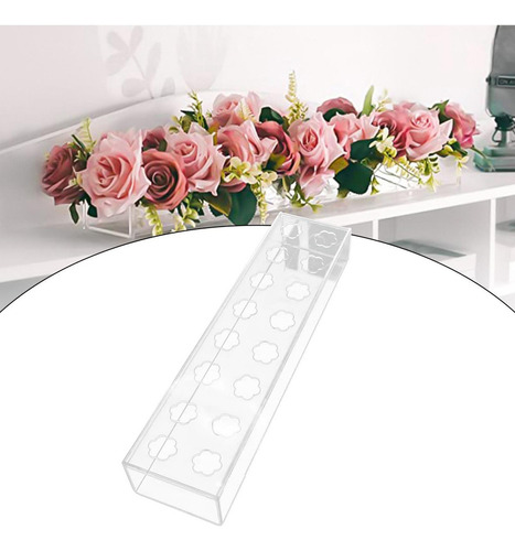 Jarrón Rectangular De Acrílico For Flores, 40 Cm X 10 Cm X