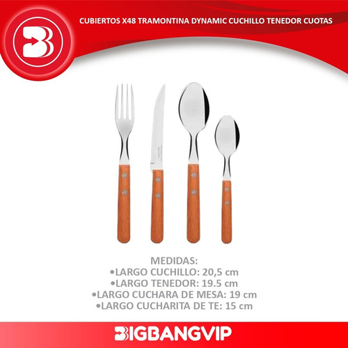 Imagen 2 de 6 de Cubiertos X48 Tramontina Dynamic Cuchillo Tenedor Cuotas