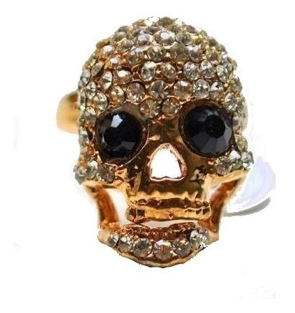 Imagem 4 de 5 de 36 Maxi Anel De Caveira Cravejado Com Strass Mandíbula Mexe