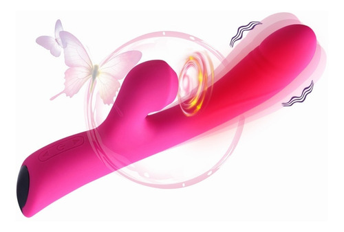 Imagen 1 de 4 de Rosa 22.6cm Con Modo 10+3 Carga Usb Vibr ¿ador Para Mujer