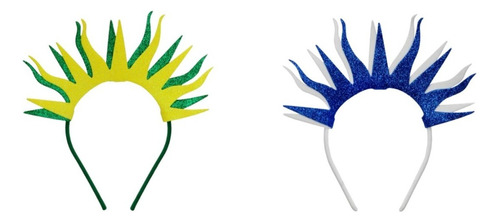 Tiara Arquinho Sol Verde E Amarelo Brasil Copa Do Mundo Cor Azul E Branco