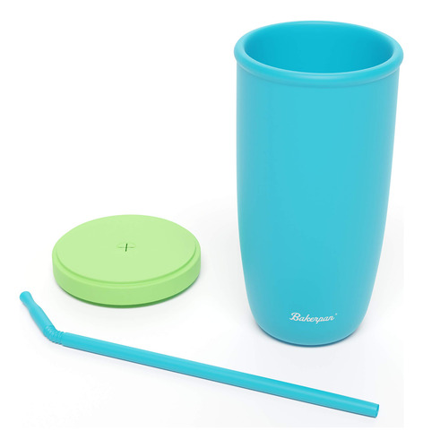 Vaso De Silicona Con Popote Para Niños De 12 Oz Azul Nombre Del Diseño