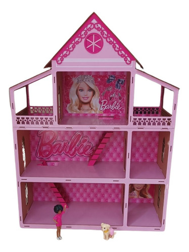 Casa De Muñecas Barbie Mdf Criativa  80cm Pintada Rosa 
