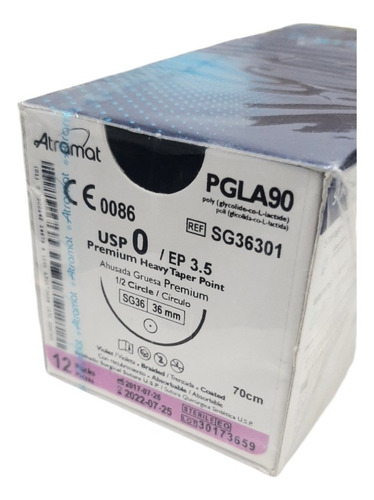 Sutura Vicryl Aguja Ahusada Gruesa Premium Atramat C/12pz