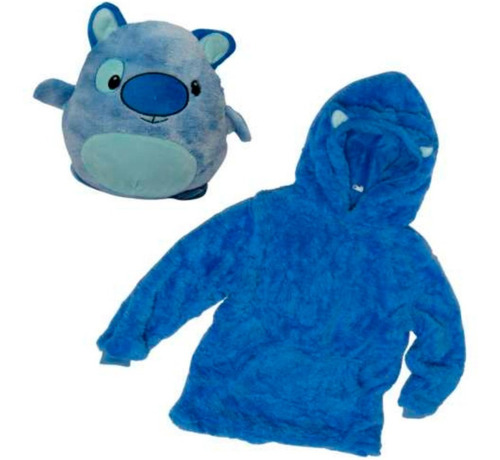 Peluche Convertible En Buzo Con Capucha Niños Suave Abrigado