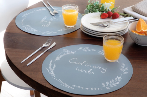 Set X 2 Individuales Redondos Estampados Cocina Jean Cartier