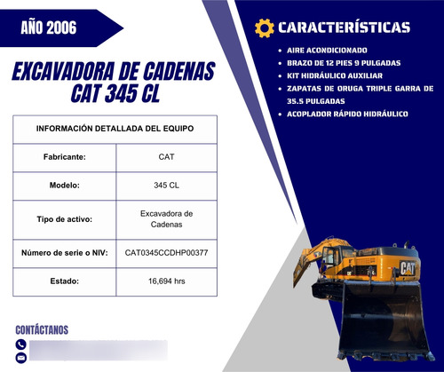 Excavadora Cat 345 Cl 2006