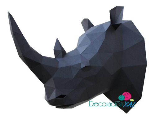 Cabeza Rinoceronte Para Armar Papercraft Papiroflexia 