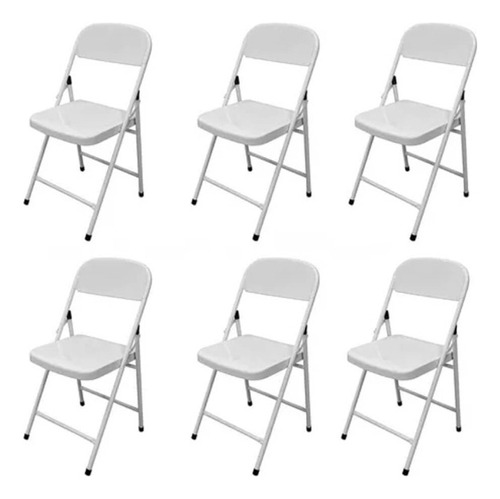 Kit 6 Cadeiras Para Bar Casa Dobrável Resistente Aço Branco